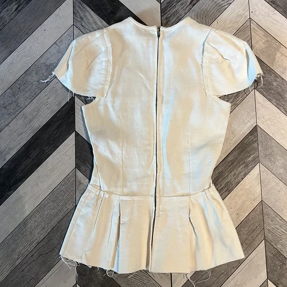 Isabel Marant Etoile natural cream canvas raw hem short sleeve top Size XS (34) - Picture 3 of 4